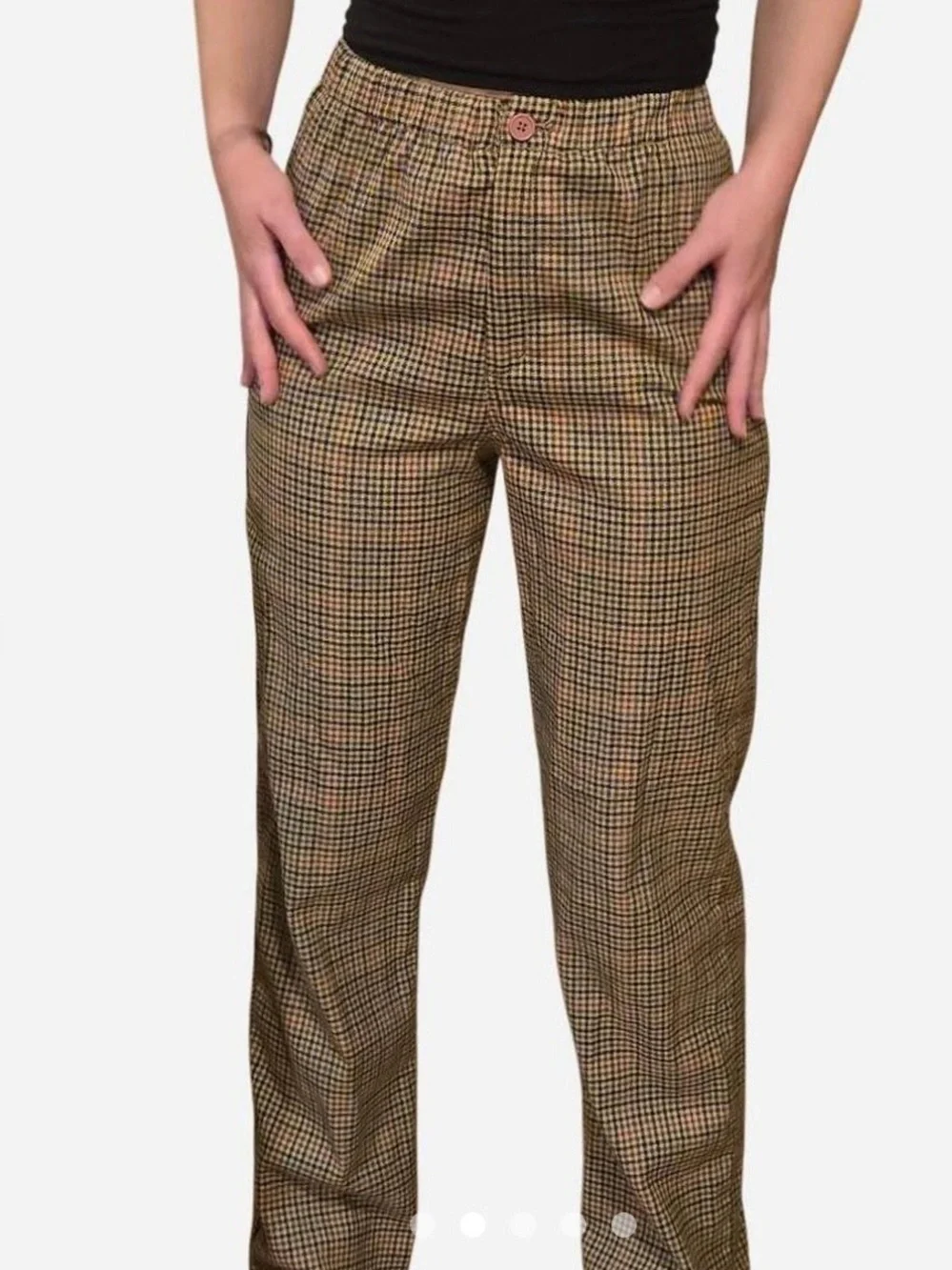 John Galt/Brandy Melville Houndstooth Pattern Straight-Leg Pants